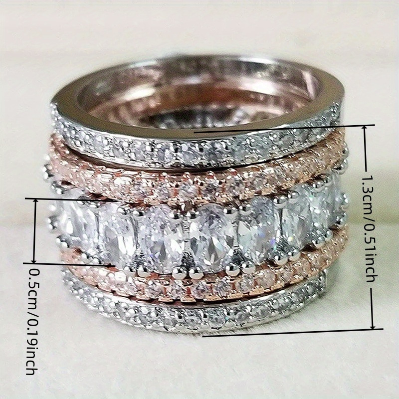 Women's Double CZ Ring Wedding Anniversary Gift April Birthstone